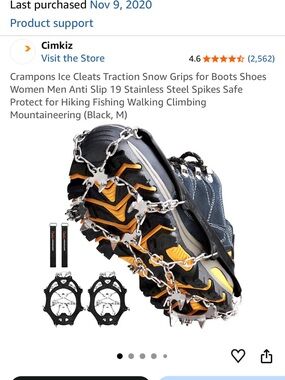 Black Snow Traction Cleats with Stainless Steel Spikes